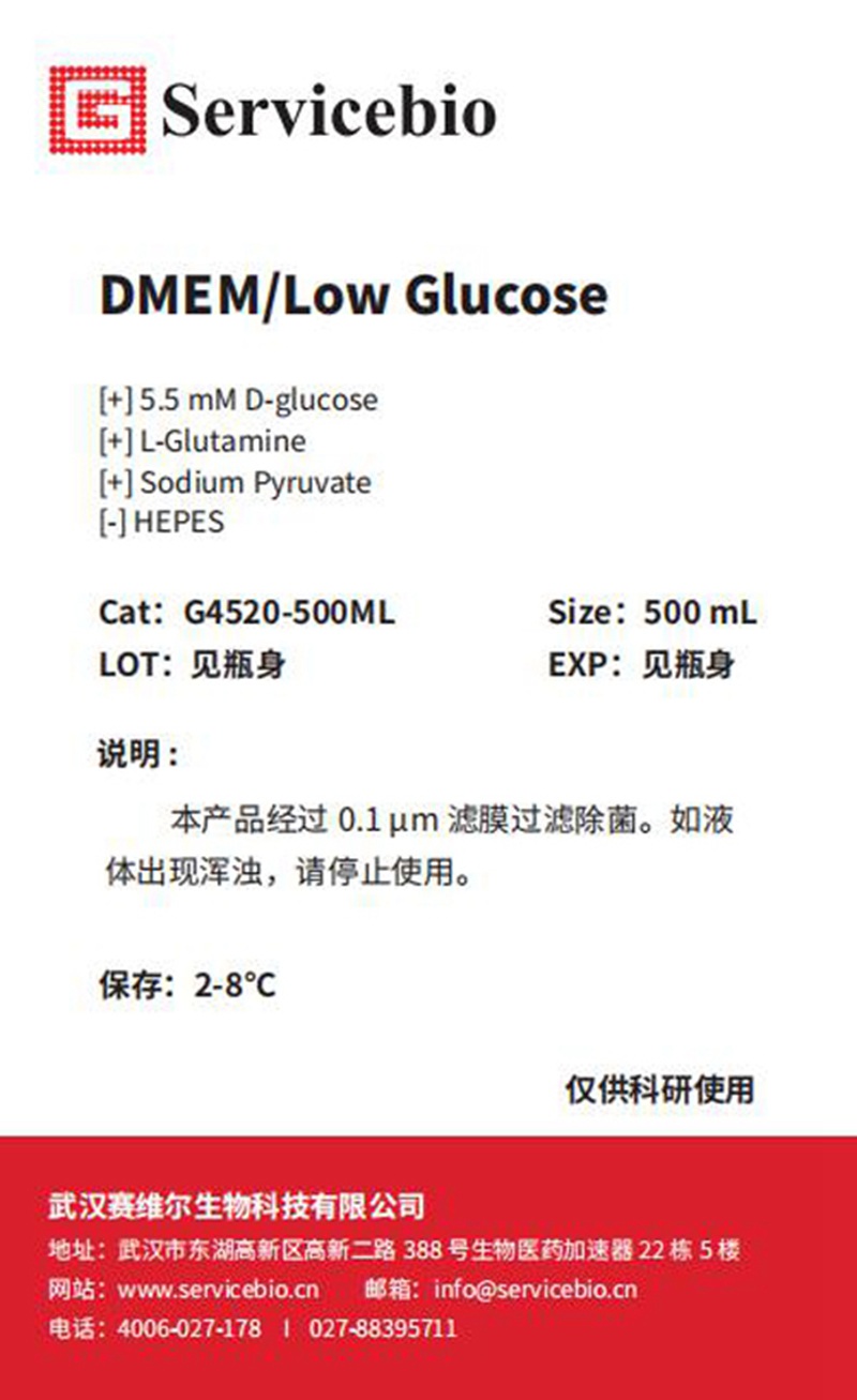 G4520-500ML DUE DULBECCOs modifizierte Eagle Medium Low Glucose-Kultur-Medien